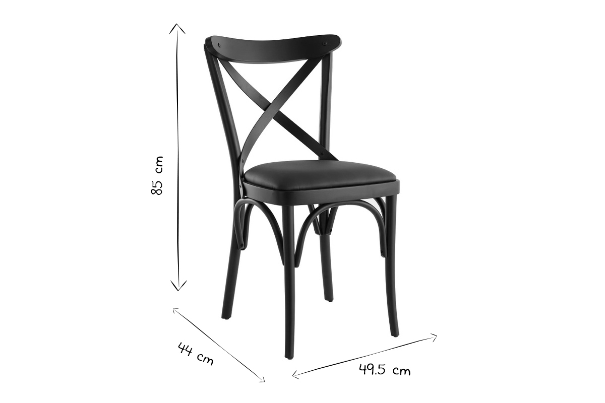 Bistro-Sthle aus schwarzem Holz (2er-Set) MARCEL