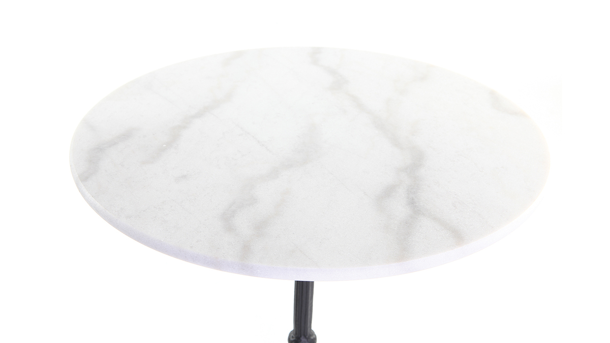 Bistro-Tisch aus weißem Marmor und schwarzem Metall CONTY