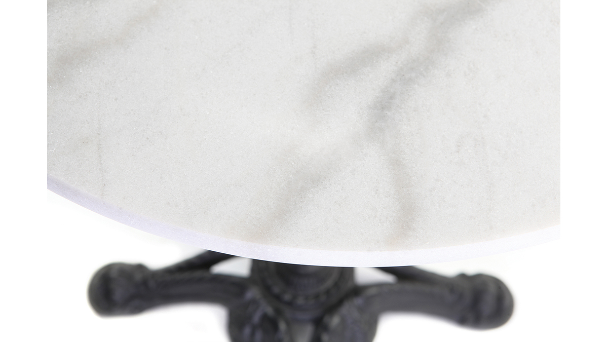 Bistro-Tisch aus weißem Marmor und schwarzem Metall CONTY