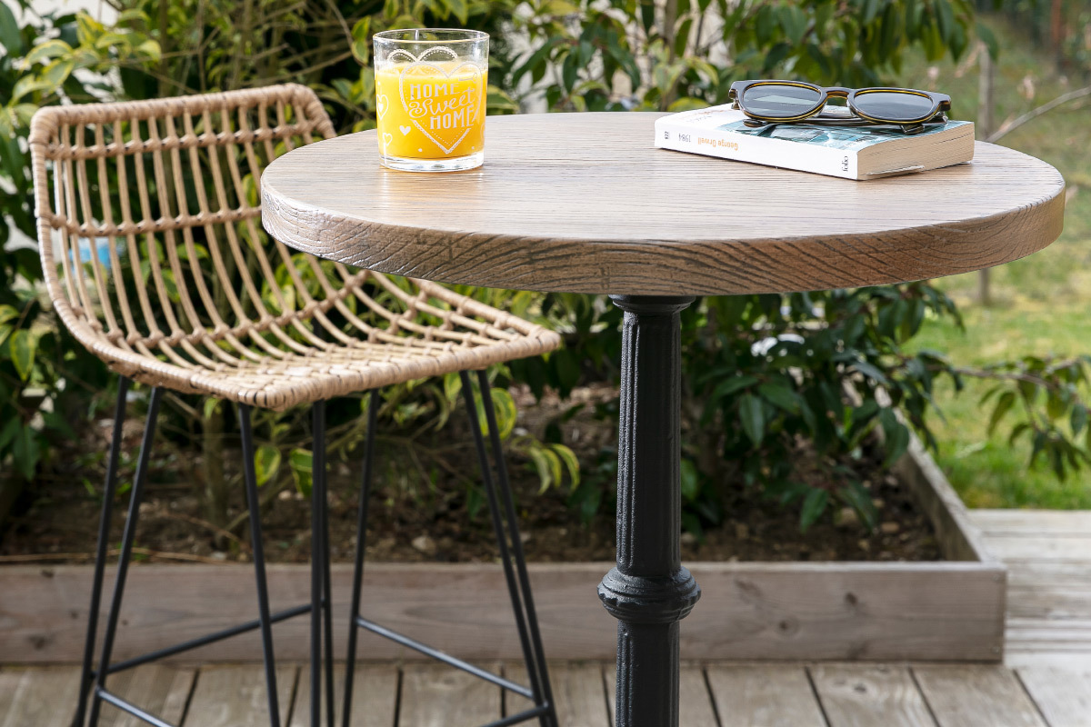 Bistrotisch Bartisch rund Holz und Metall CONTY
