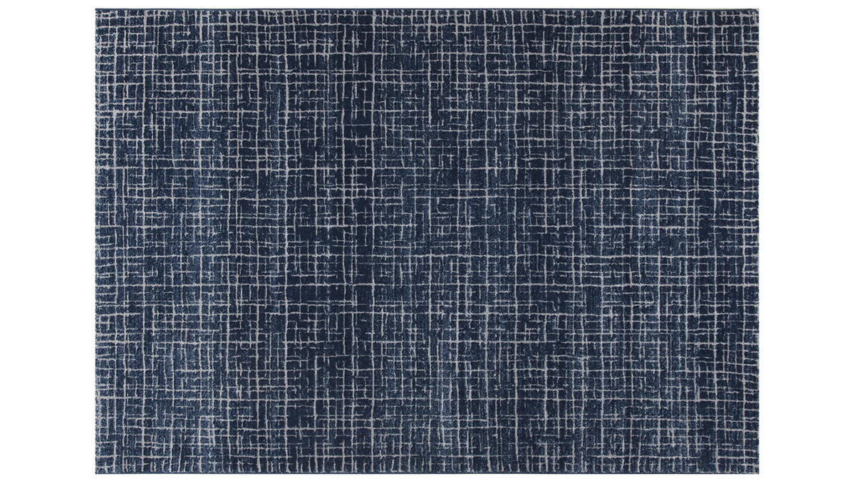 Blauer Teppich mit grafischem Muster 160 x 230 cm SAPHIR