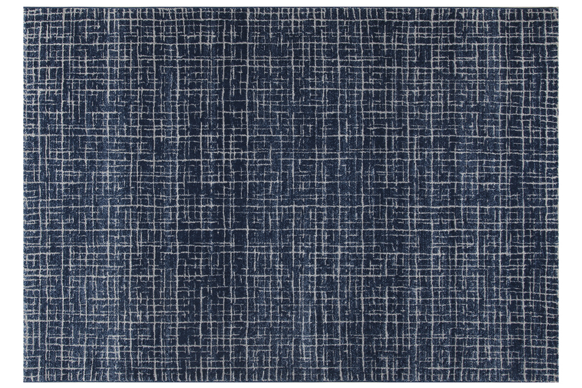 Blauer Teppich mit grafischem Muster 160 x 230 cm SAPHIR
