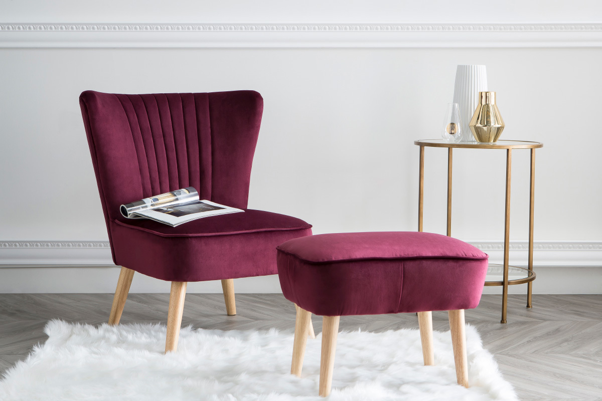 Bordeauxfarbene Samtfu�st�tze ZOLA