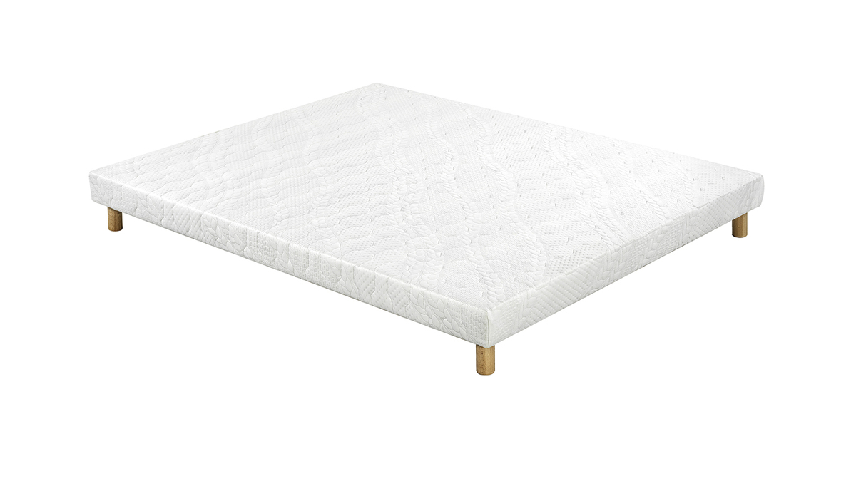 Boxspringbett wei mit Holzfen 140 x 200 cm JAMI