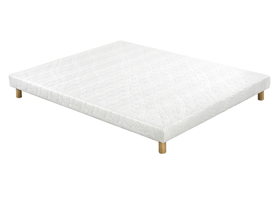 Boxspringbett weiß mit Holzfüßen 140 x 200 cm JAMI