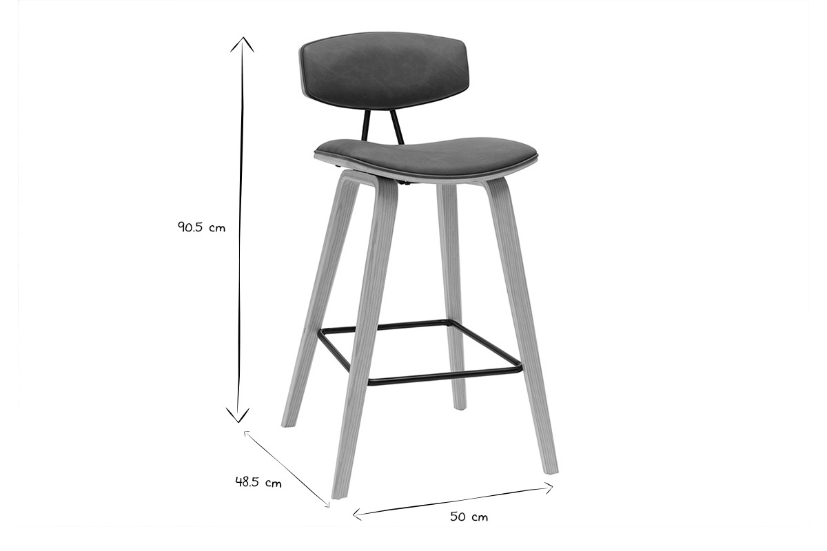 Braune und helle Holzdesign-Barhocker H69 cm (Set von 2) VASCO
