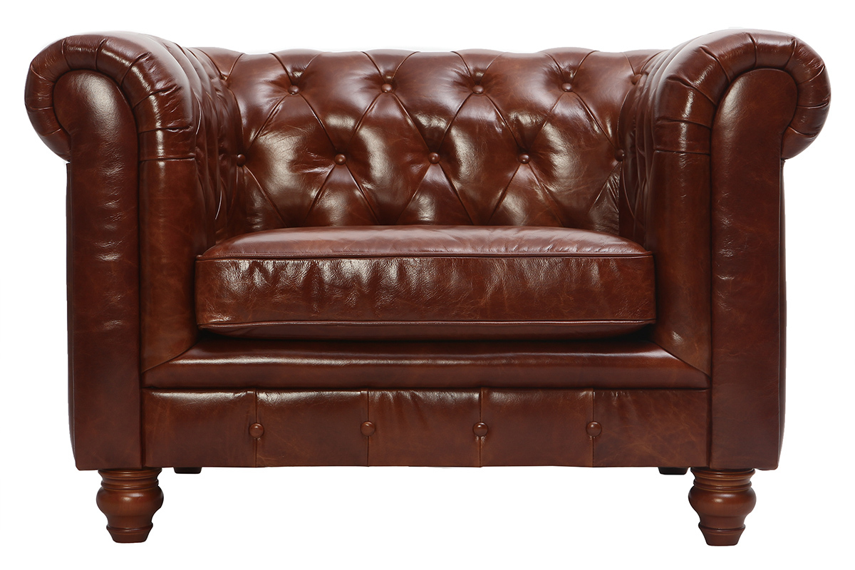 Brauner Design-Ledersessel CHESTERFIELD