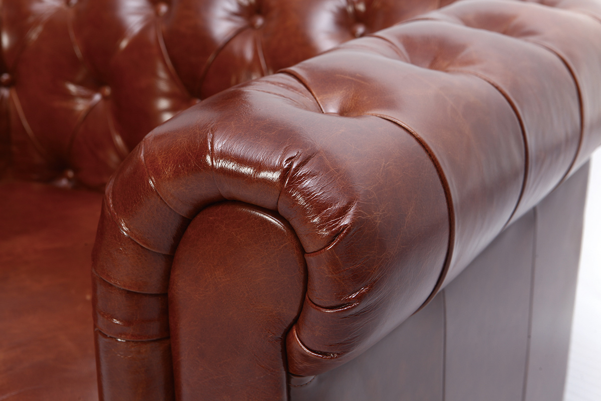 Brauner Design-Ledersessel CHESTERFIELD