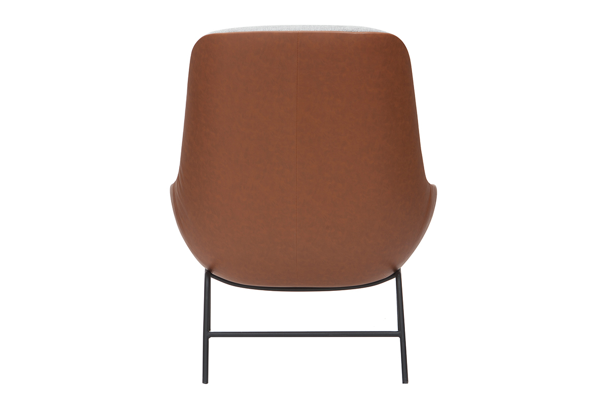 Brauner Designersessel mit grauem Samteffekt-Stoff MARCEAU