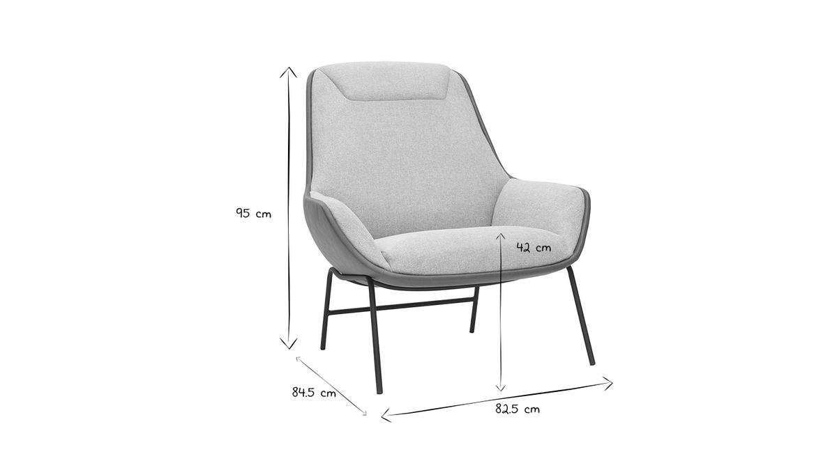 Brauner Designersessel mit grauem Samteffekt-Stoff MARCEAU