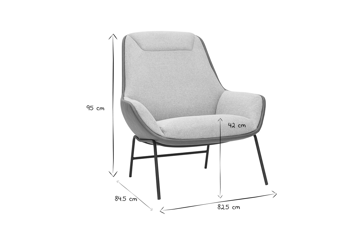 Brauner Designersessel mit grauem Samteffekt-Stoff MARCEAU