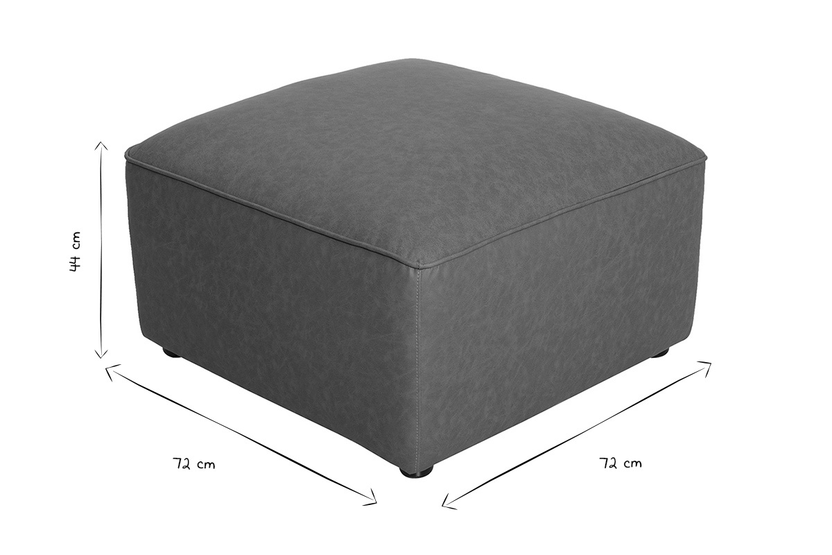 Abmessungen des quadratischen Fu�hockers in Schwarz und Wei�, 72 cm x 72 cm, H�he 44 cm.