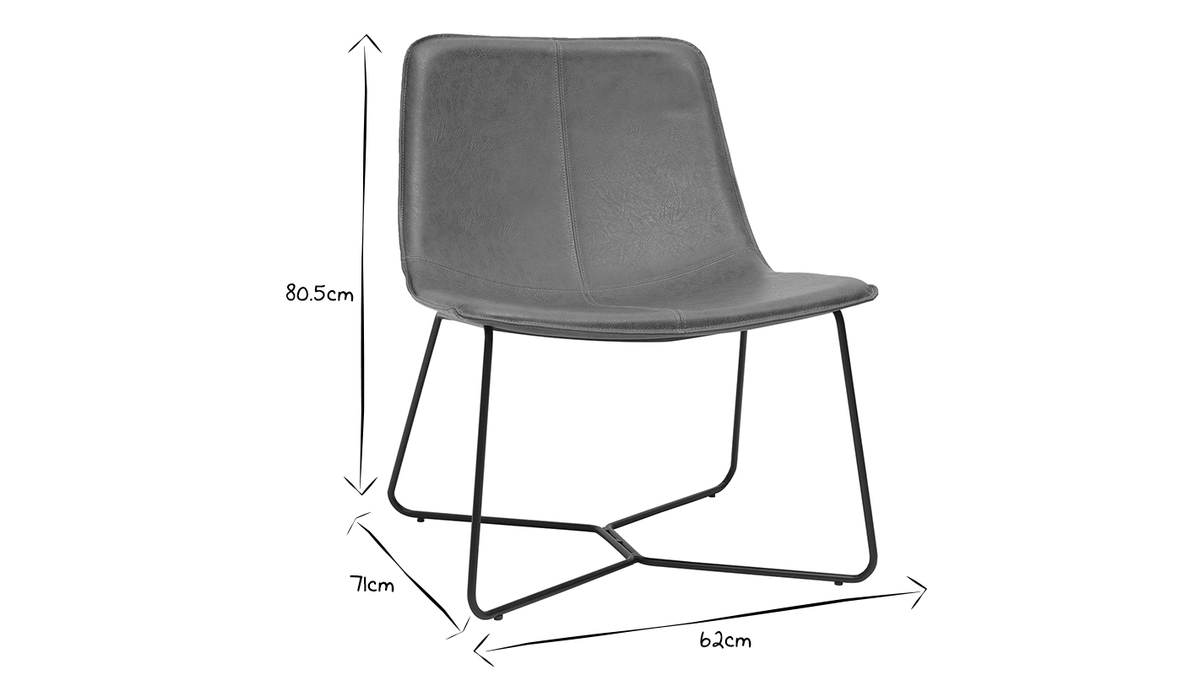 Brauner Sessel mit schwarzem Metall SANTI