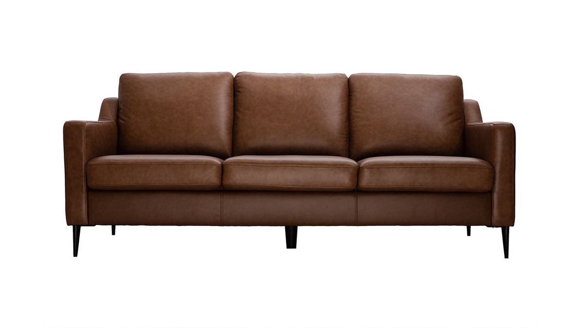 Braunes 3-sitziges Designer-Ledersofa OXMO - Bffelleder