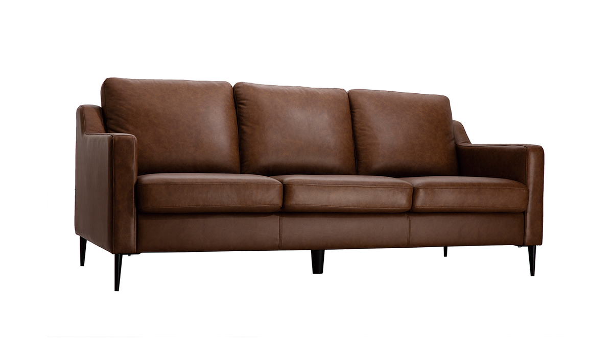 Braunes 3-sitziges Designer-Ledersofa OXMO - Bffelleder