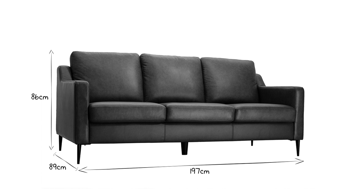 Braunes 3-sitziges Designer-Ledersofa OXMO - Bffelleder