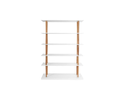 Bücherregal 5 Regale GILDA Holz Natur und Weiß - Bücherregal 5 Regale GILDA Holz Natur und Weiß