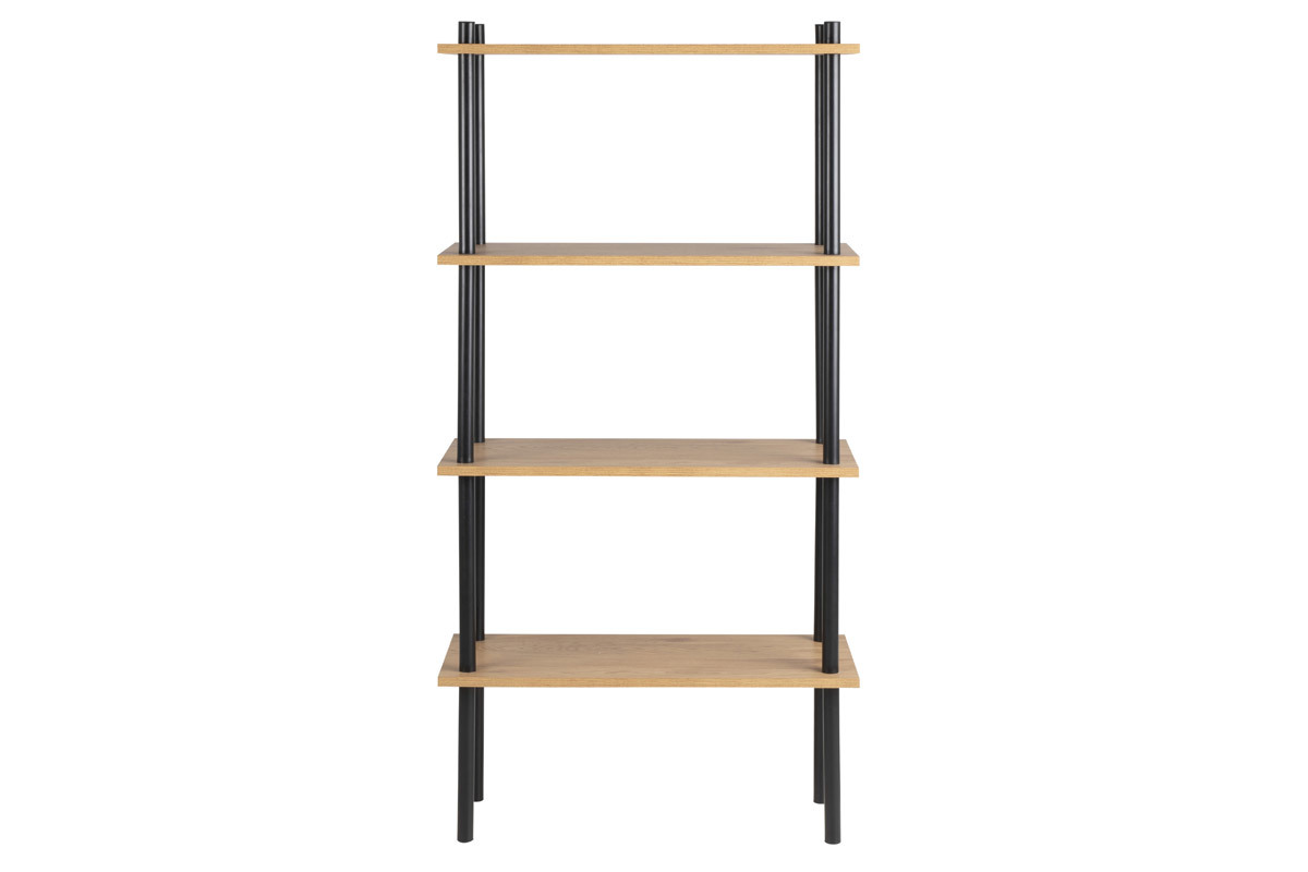 Bcherregal aus schwarzem Metall und hellem Holz STAIR