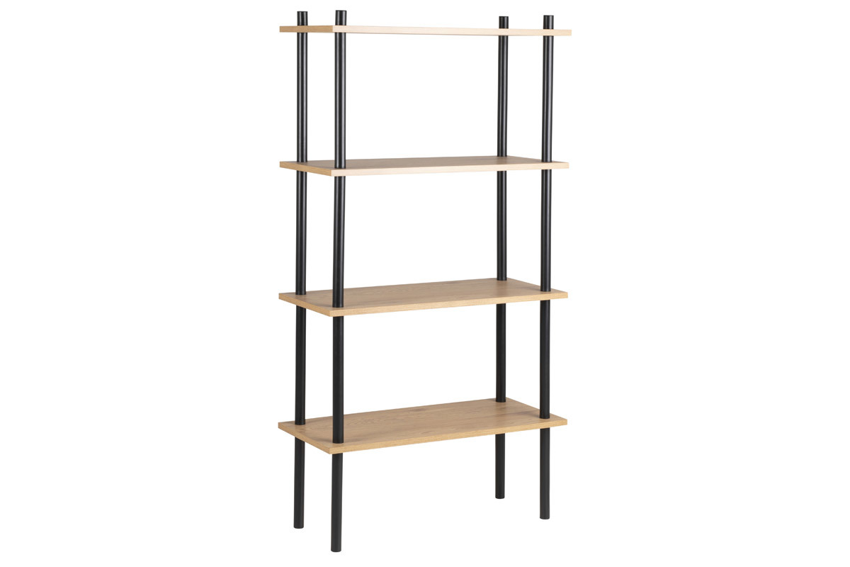 Bcherregal aus schwarzem Metall und hellem Holz STAIR
