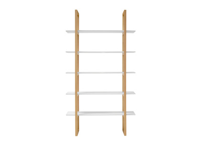 B&uuml;cherregal CAMUS aus Eichenholz und wei&szlig;en Regalb&ouml;den