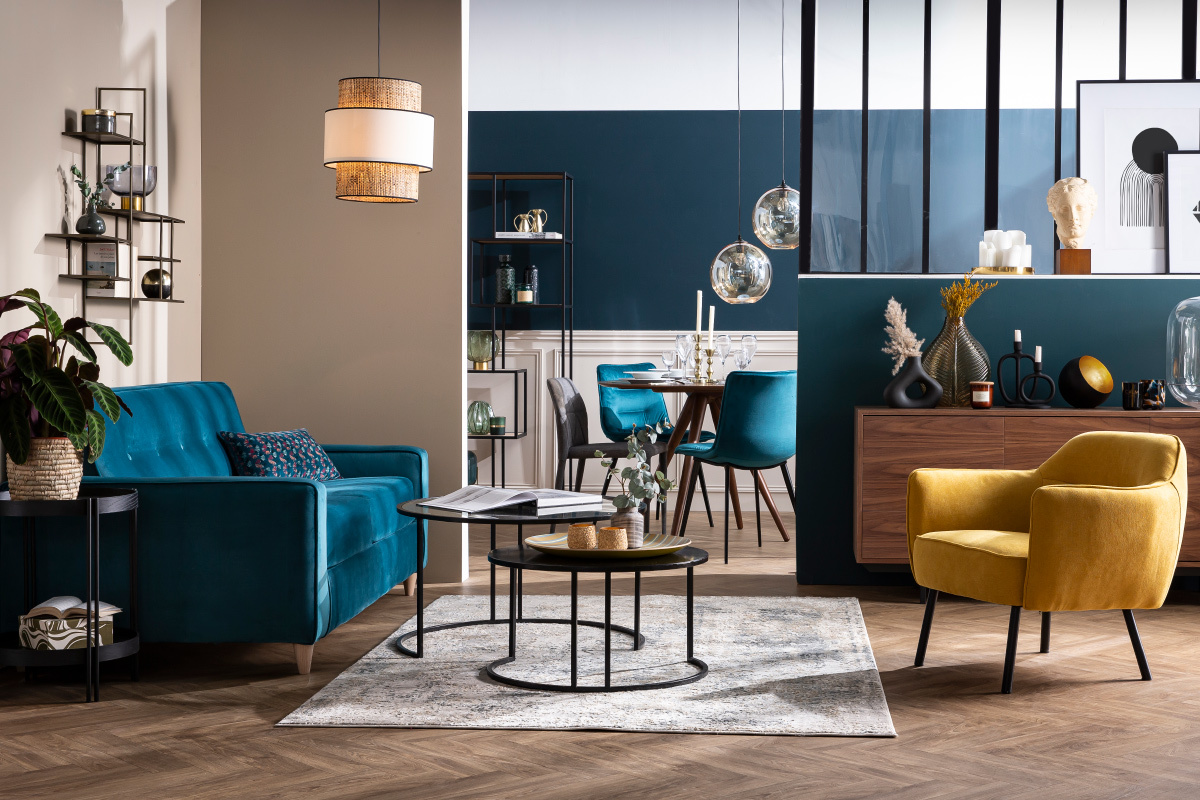 Bcherregal im Industrial Style Holz und schwarzes Metall TRESCA