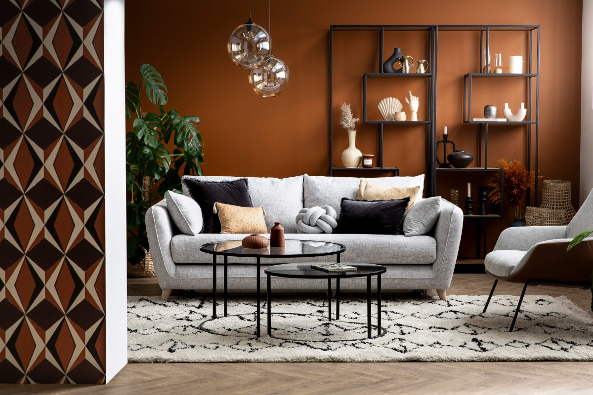 Bcherregal im Industrial Style Holz und schwarzes Metall TRESCA
