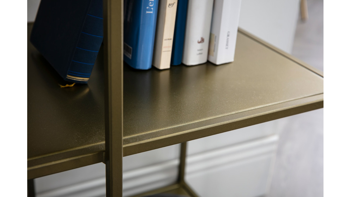Bücherregal mit 5 Regalböden aus goldfarbenem Metall MAGIC
