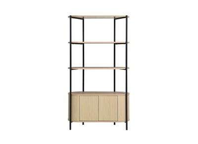 B&uuml;cherregal mit Stauraum, helle Holzoptik Eiche und Metall L100 cm ZORA