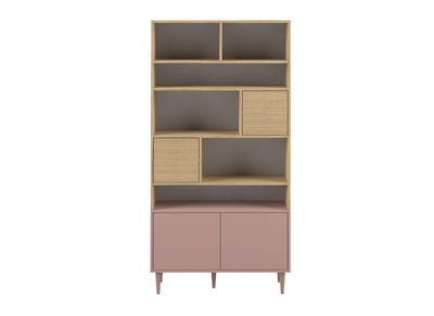 B&uuml;cherregal skandinavisch 10 F&auml;cher Holz und rosa STRIPE