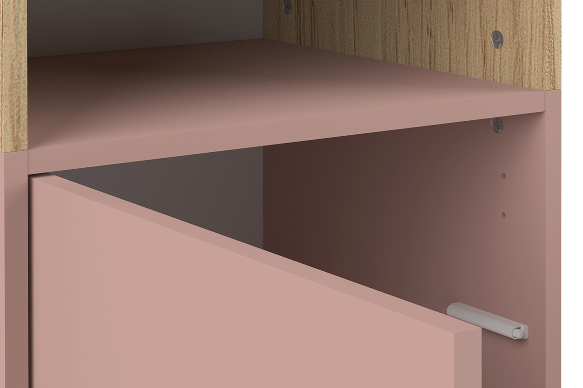 B�cherregal skandinavisch 6 F�cher Holz und rosa STRIPE