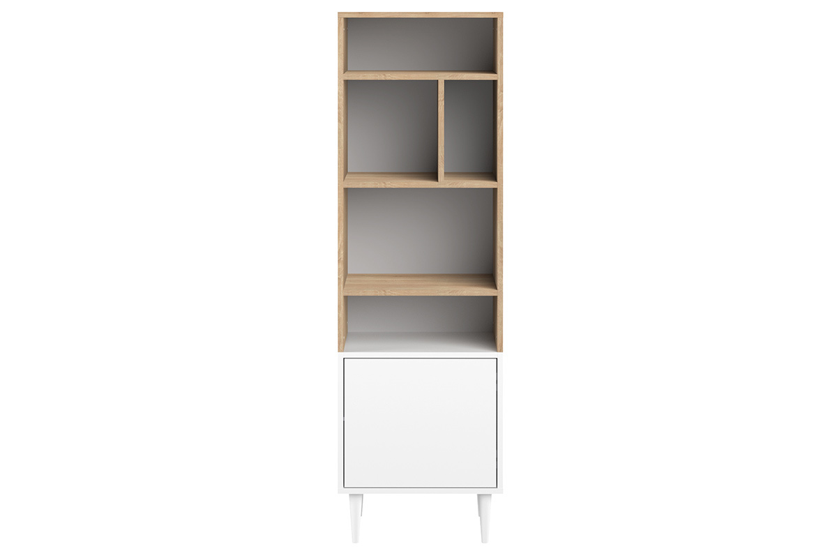 Bcherregal skandinavisch 6 Fcher Holz und wei STRIPE