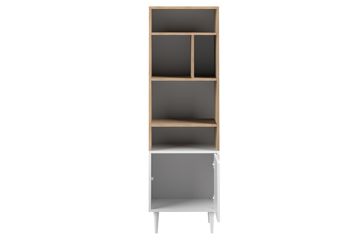 Bcherregal skandinavisch 6 Fcher Holz und wei STRIPE