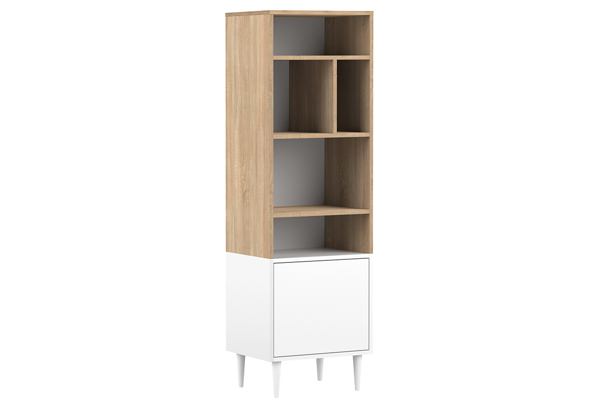 Bcherregal skandinavisch 6 Fcher Holz und wei STRIPE