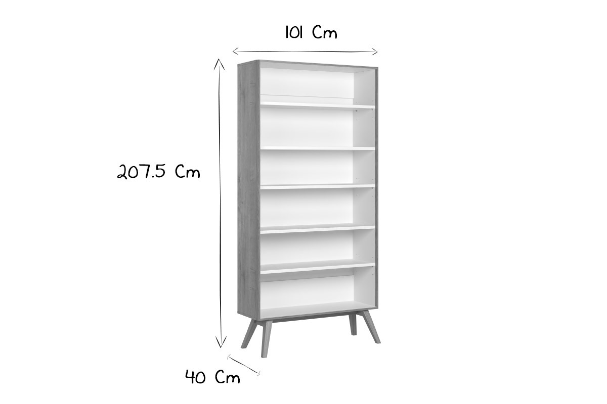 Bcherschrank POTTER skandinavische Eiche und wei
