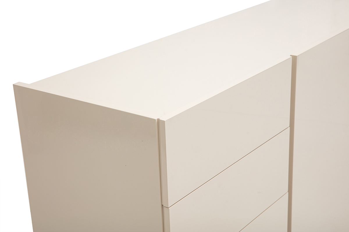 Gl�nzendes beiges Buffet mit Schubladen, vergr��erte Ansicht.