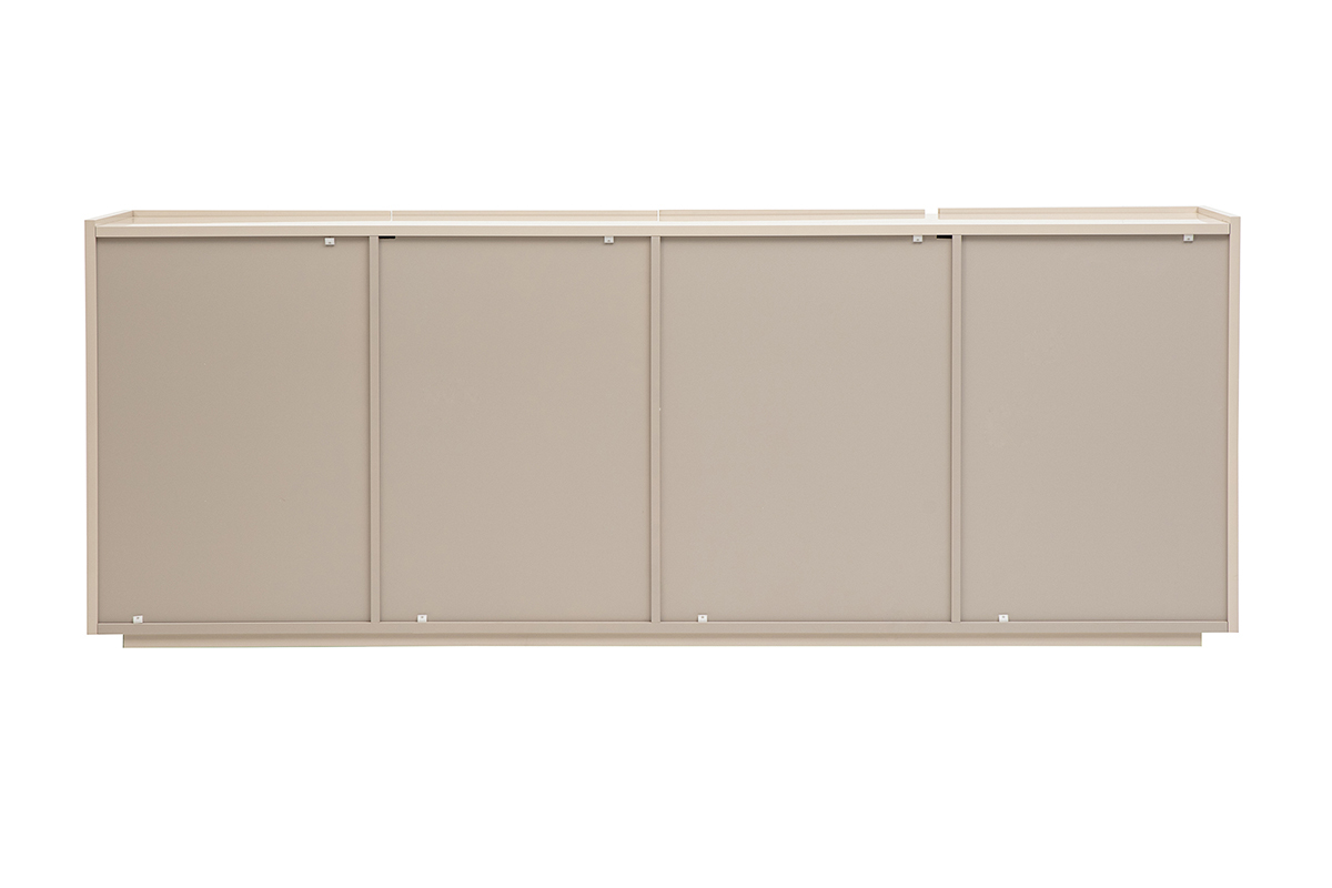Beiges gl�nzendes Buffet 3 T�ren 4 Schubladen R�ckansicht, modernes Design.