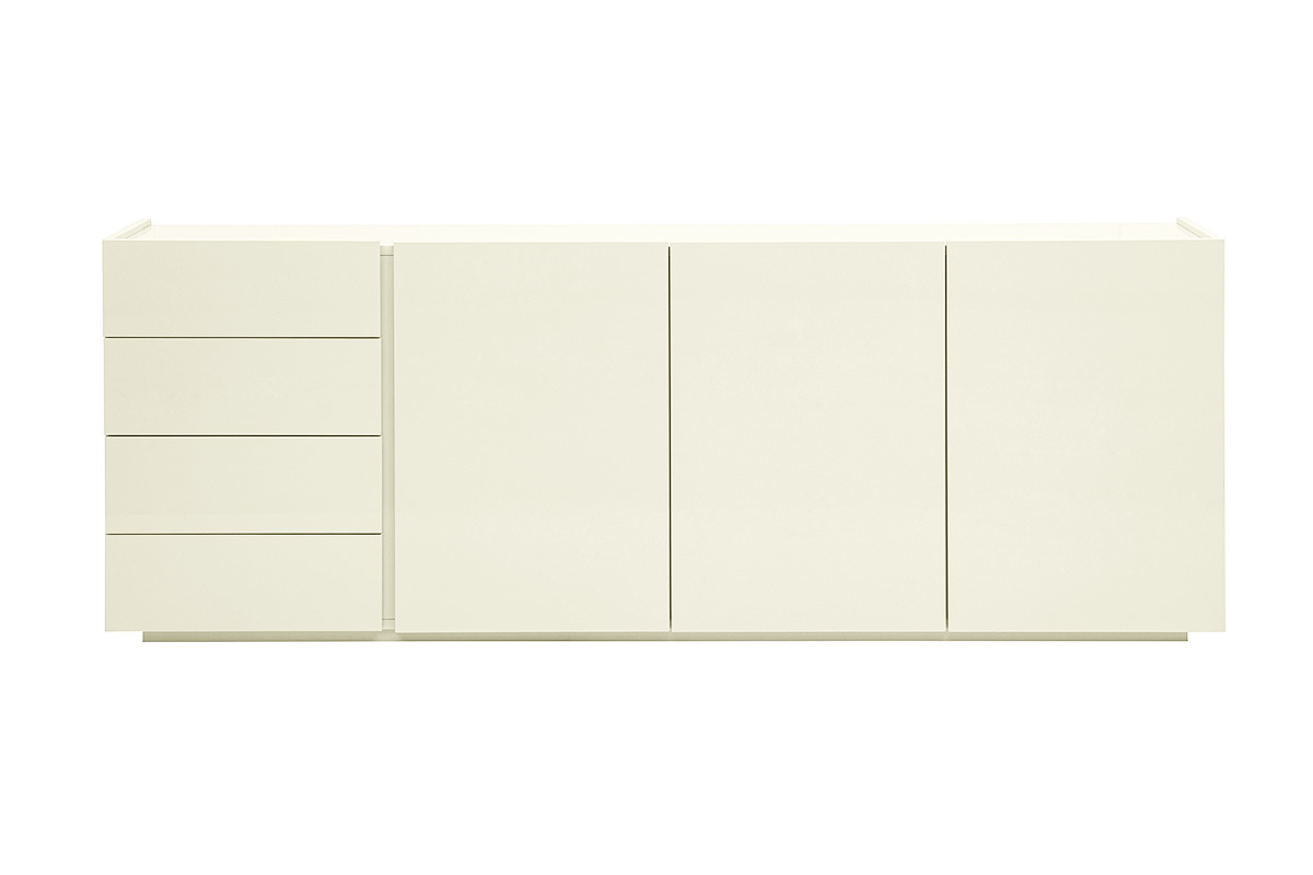 Buffet beige gl�nzend 3 T�ren 4 Schubladen L200 cm ISAURE