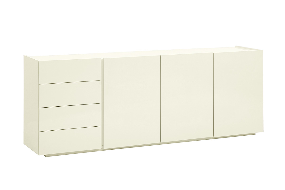 Buffet beige gl�nzend 3 T�ren 4 Schubladen L200 cm ISAURE