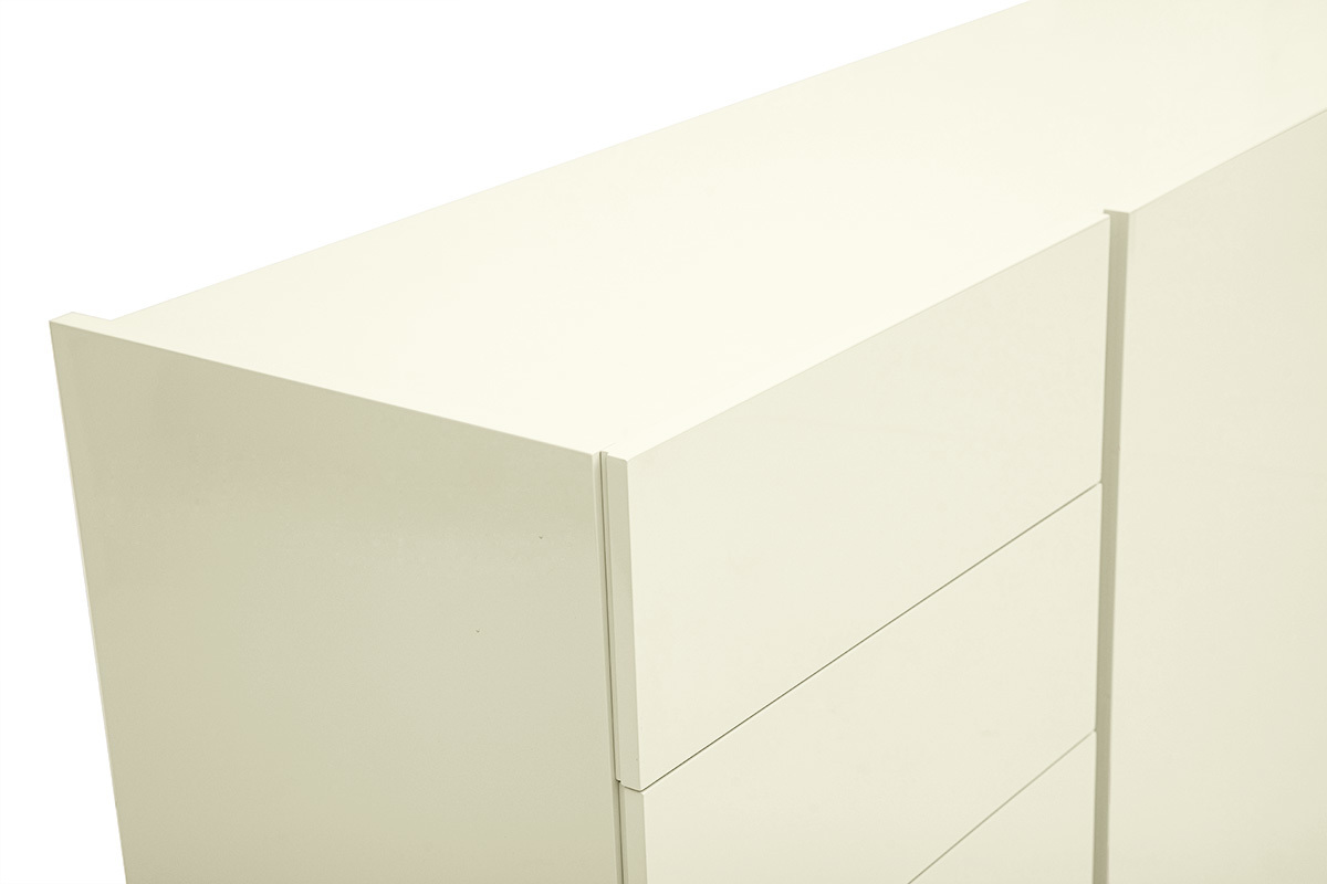 Buffet beige gl�nzend 3 T�ren 4 Schubladen L200 cm ISAURE