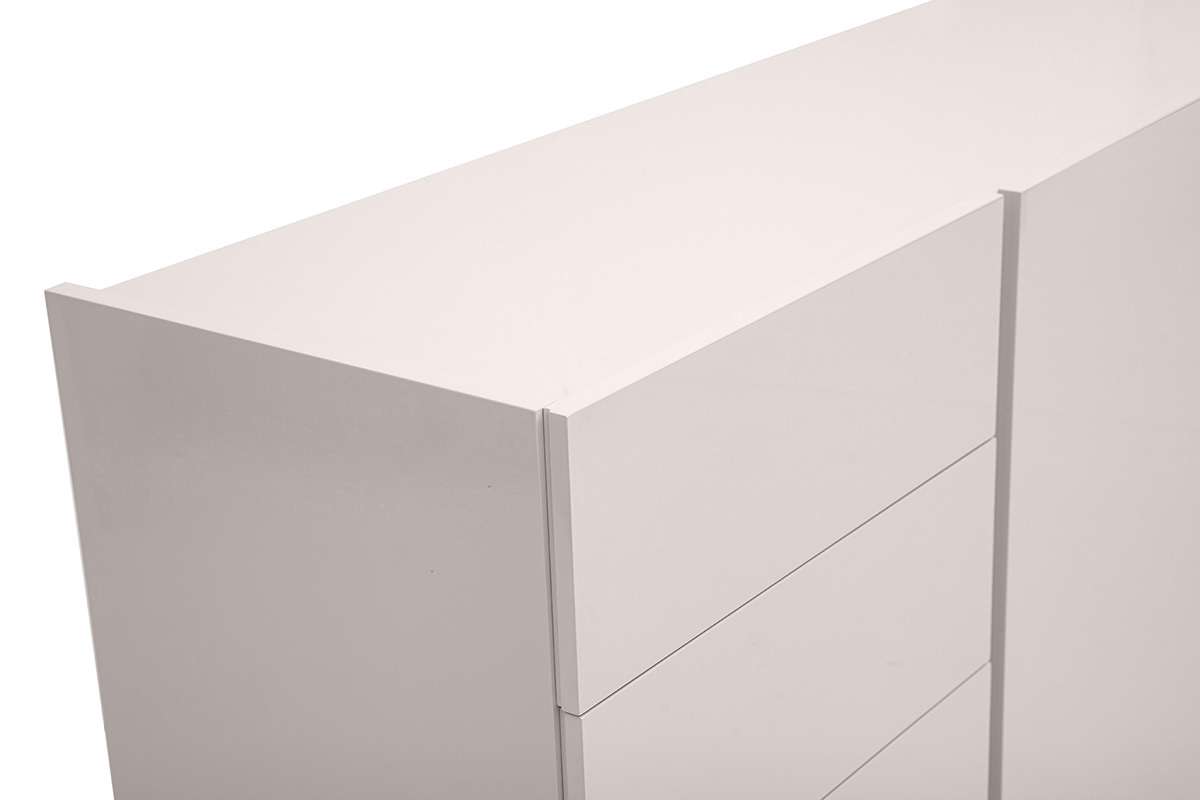 Buffet beige gl�nzend 3 T�ren 4 Schubladen L200 cm ISAURE