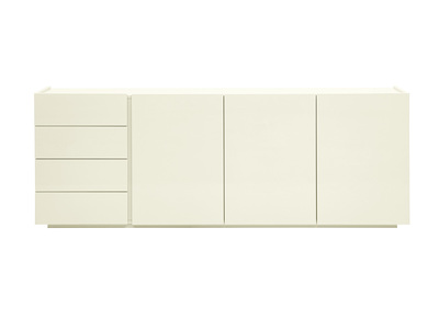 Buffet beige gl&auml;nzend 3 T&uuml;ren 4 Schubladen L200 cm ISAURE