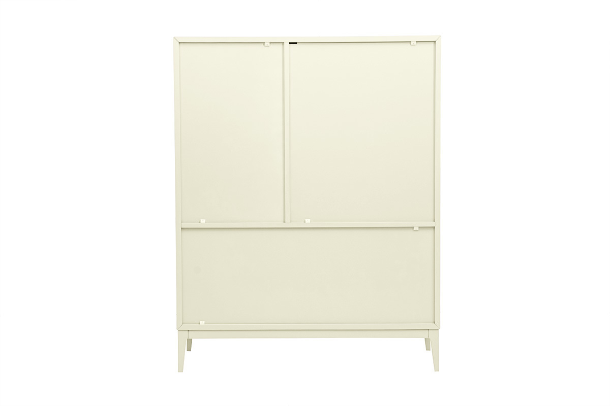 Beiges Hochglanz Sideboard mit 2 T�ren 1 Schublade, R�ckansicht.