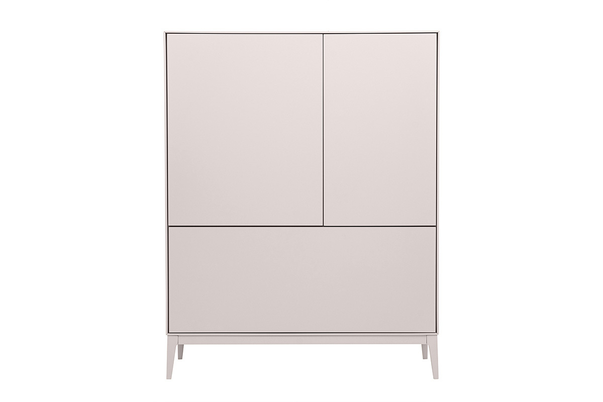 Beiges, matt lackiertes Hochsideboard mit zwei T�ren und einer Schublade, Vorderansicht, B90 cm