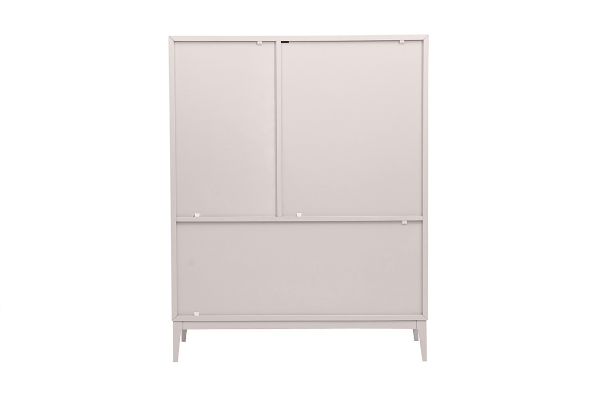 Beige lackiertes Highboard matt, 2 T�ren, 1 Schublade, R�ckansicht, Ma�e L90 cm