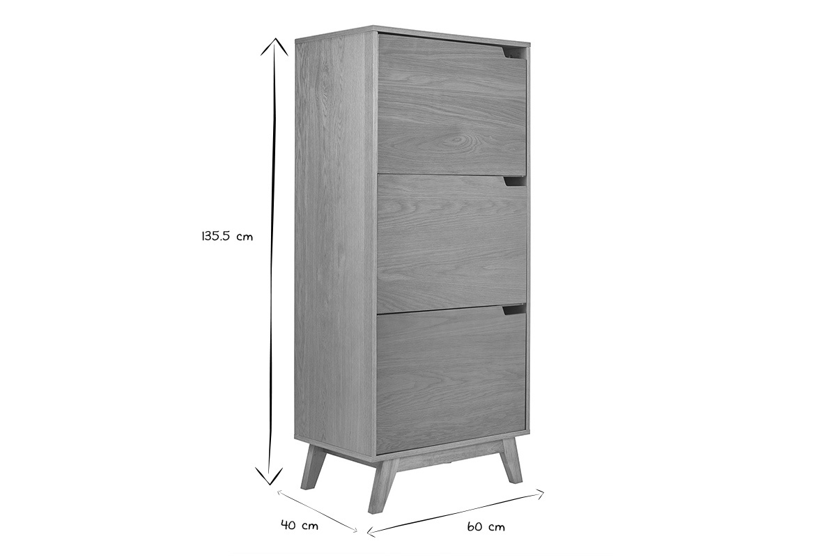 Buffet hoch skandinavisch helles Heveaholz L60 cm LEENA