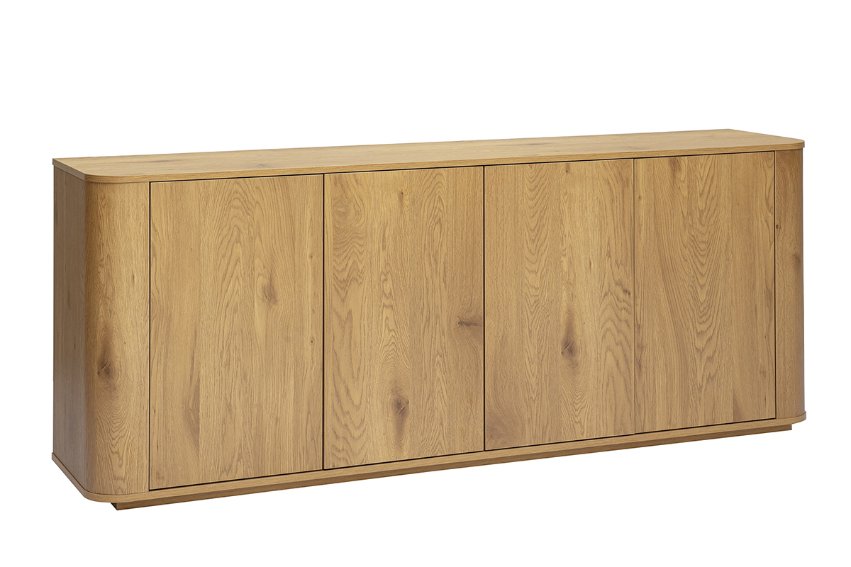 Sideboard aus hellem Eichenholz mit 4 T�ren, Ansicht aus 3/4, modernes, reduziertes Design.