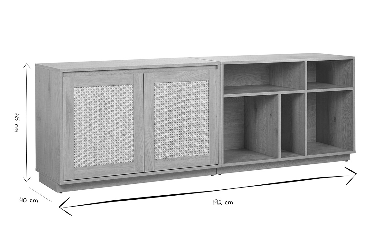 SEVILLE Buffet 2 T�ren, Ma�e L192 x H65 x P40 cm, in Schwarz und Wei�.