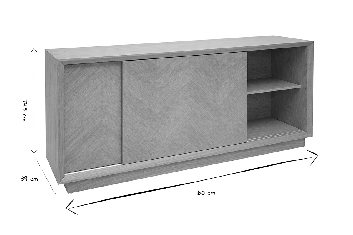 Buffet mit Fischgrtmuster in hellem Eichenholz L160 cm ARROW