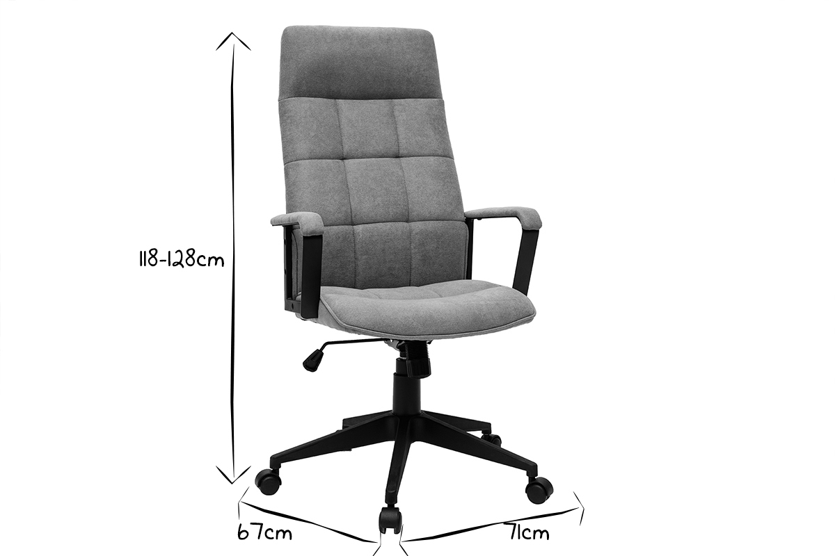 B�rosessel MARSHALL grauer Stoff im Metalldesign