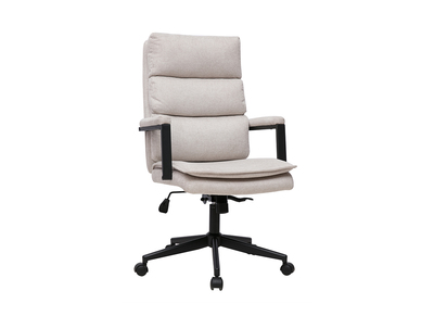 B&uuml;rostuhl auf Rollen aus Stoff in strukturiertem Samt-Look beige und schwarzem Metall SAEL